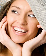 Smiling patient showing healthy teeth